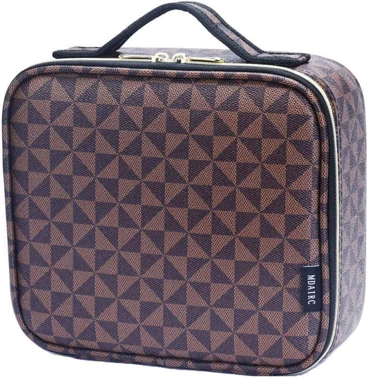 Travel Makeup Train MAKE up Case Makeup Cosmetic Case Organizer Portable Artist Storage Bag with Adjustable Dividers for Cosmetics Makeup Brushes Toiletry Jewelry Digital Accessories