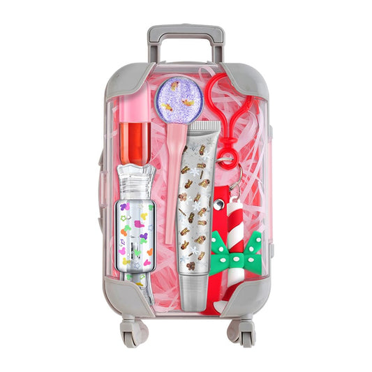 Christmas Lip Care Set Cute CANDY CANE Mini Keychain 4 Colors Trolley Case Hanging with Girls Lip Gloss