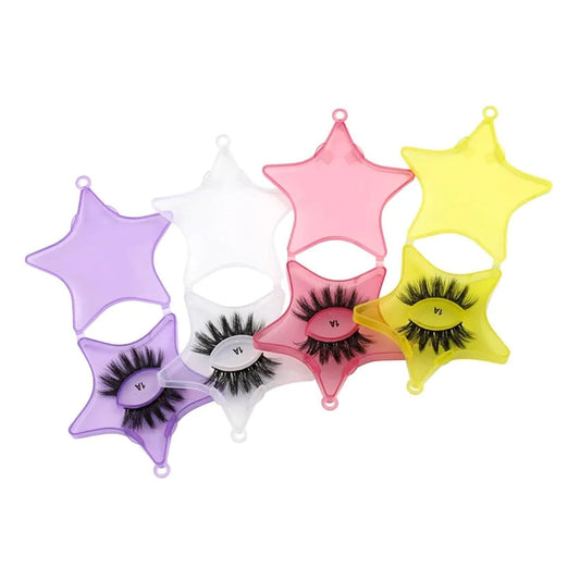 4Pcs Empty Plastic Lash Boxes Star Shape Eyelash Storage Box Travel Case 3D False Eyelashes Packaging Gift Boxes Holder Organizer for Women Girl Eyelash Storage and Packaging False Eyelashes, 4 Colors