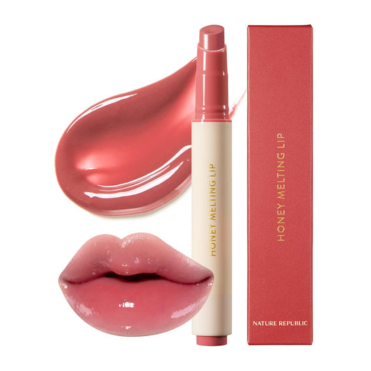 HONEY MELTING LIP (07 LYCHEE) SOFT LIP STICK, Hydrating Gloss, Moisturizing Balms, Sheer Tint, Shine & Glowy Finish, Korean Make Up