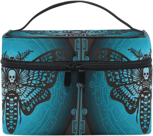 Makeup Bag, Skull Butterfly Travel Makeup Organizer Bag Cosmetic Cases Toiletry Bags for Girl Women Ladies