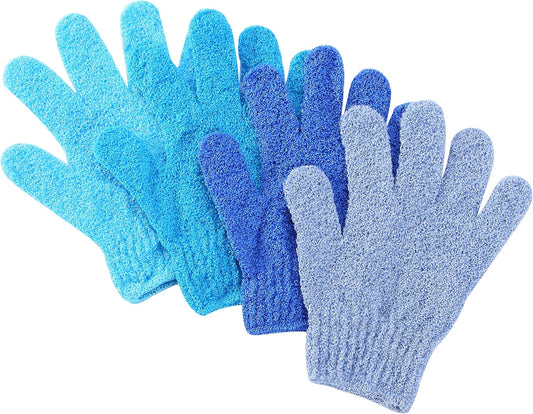 Slick- Exfoliating Gloves, 4 Pcs, Skin Exfoliator for Body, Bath / Scrub Gloves, Shower Accessories for Women, Exfoliation Mitt