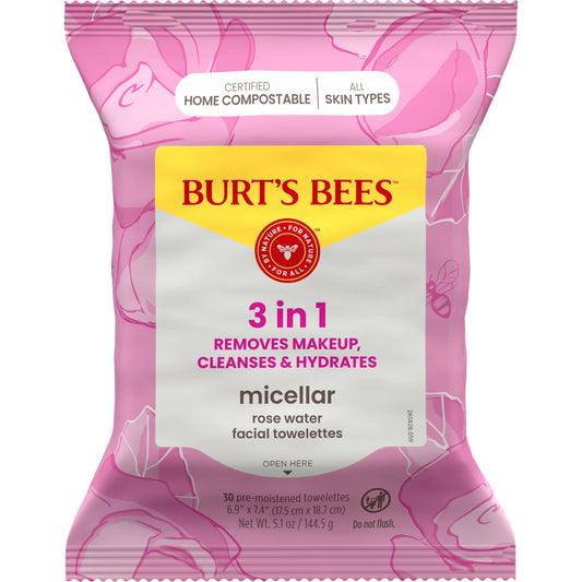 Micellar Facial Towelettes with Rose Water, 30 Ct. Package